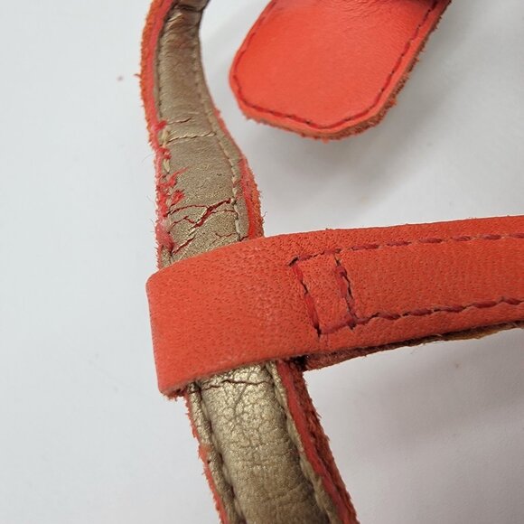 Sam Edelman Gigi Signet T-Strap Red Leather Sandals Size 8.5 Boho Style - Picture 6 of 6